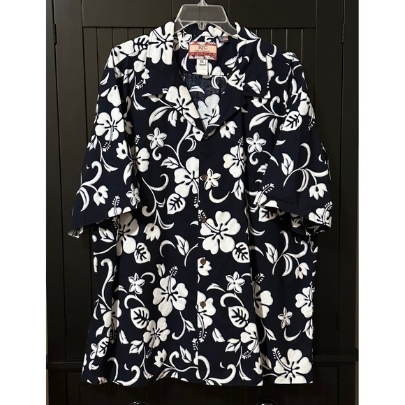 RJC Other - VTG RJC Hawaiian Shirt 3X Navy White Floral Aloha Vintage‎ Y2K Made in Hawaii